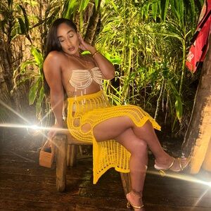 Yellow Crochet Skirt with Bralette